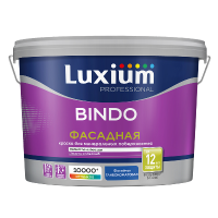 Краска в/д Bindo Фасадная Prof глубокоматовая BW 9л LUXIUM